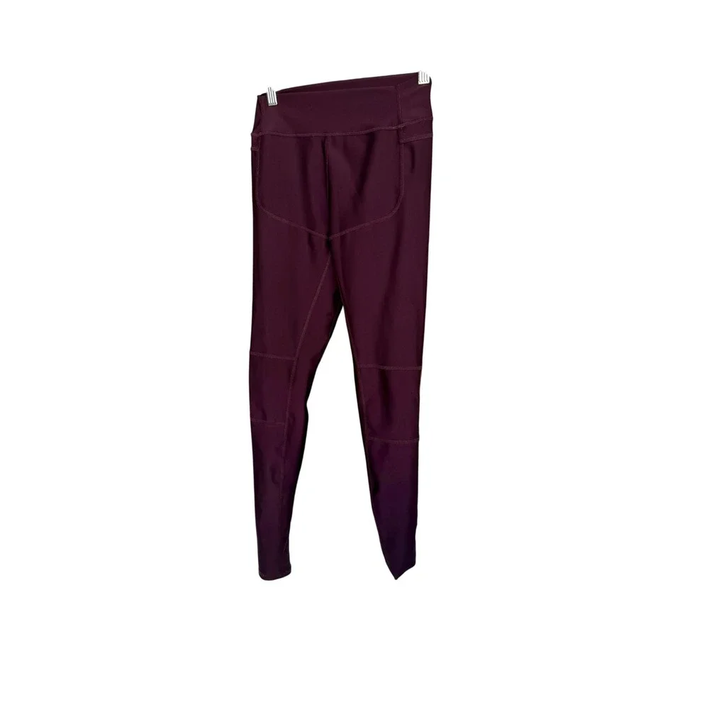 Alo Yoga Womens High Waist Mesh Panel Leggings Plum Purple Athletic Pants‎ XS